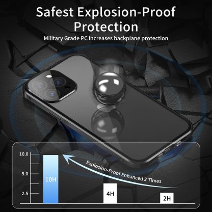 For iPhone 13 Dual-Lock Anti-peeping Glass 360 Full Body Frosted Magnetic Phone Case(Sierra Blue) - Image 3