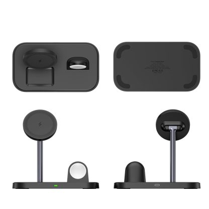 WA22 3 in 1 Magnetic Wireless Charger Phone Holder for iPhone 12 / 13 / 14 / 15 Series Phones & AirPods(Black) - Image 3