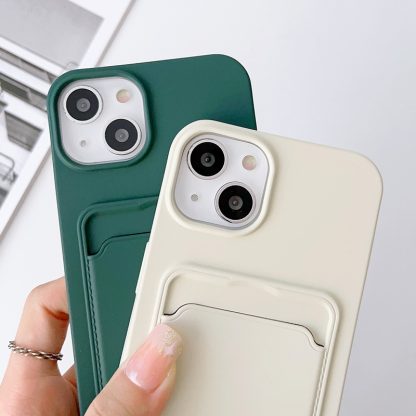 For iPhone 14 Crossbody Lanyard Elastic Silicone Card Holder Phone Case(Dark Green) - Image 3