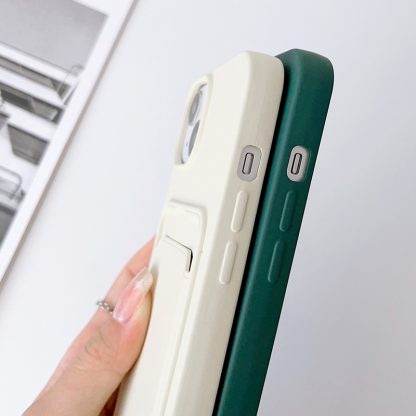 For iPhone 14 Crossbody Lanyard Elastic Silicone Card Holder Phone Case(Dark Green) - Image 4