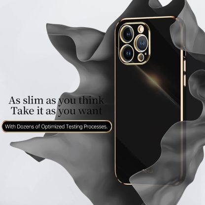 For iPhone 14 Pro XINLI Straight 6D Plating Gold Edge TPU Shockproof Case(Black) - Image 4