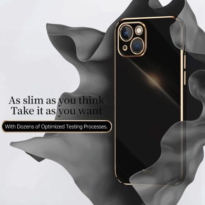 For iPhone 13 XINLI Straight 6D Plating Gold Edge TPU Shockproof Case(Black) - Image 4