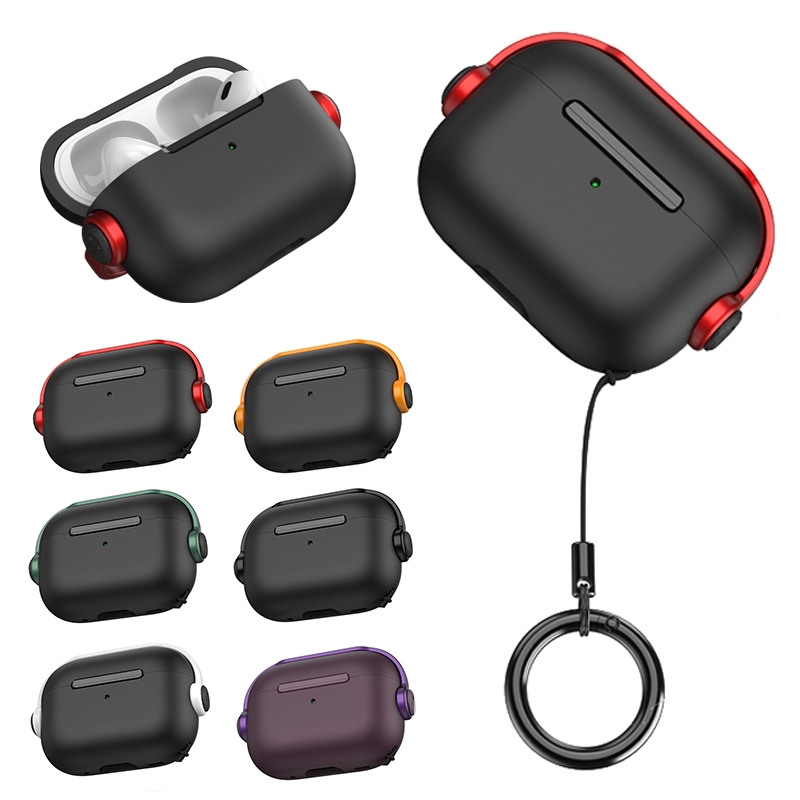 For AirPods Pro Wireless Earphones TPU Protective Case(Black Red) - Image 2