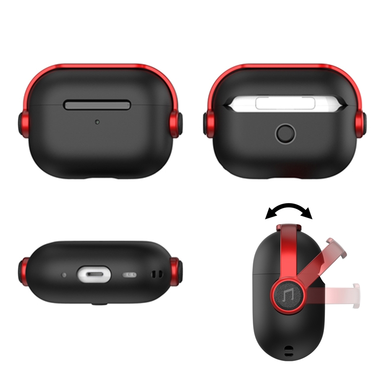 For AirPods Pro Wireless Earphones TPU Protective Case(Black Red) - Image 3
