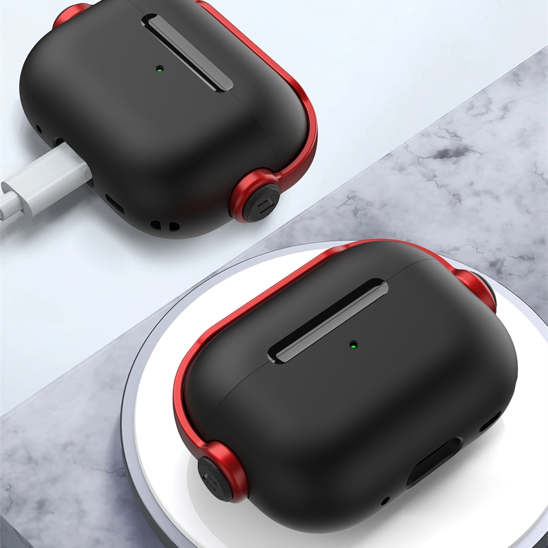 For AirPods Pro Wireless Earphones TPU Protective Case(Black Red) - Image 4