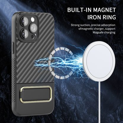 For iPhone 13 Pro Max Wavy Textured Magsafe Magnetic Phone Case with Lens Film(Black) - Image 3