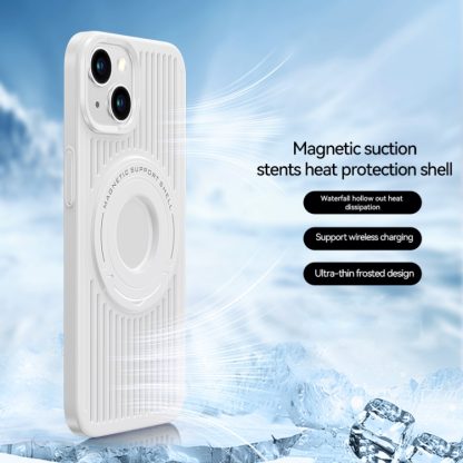 For iPhone 14 Cooling MagSafe Magnetic Ring Holder Phone Case(White) - Image 2