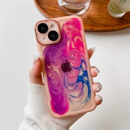 For iPhone 14 Oil Painting Electroplating TPU Phone Case(Pink) - Image 3