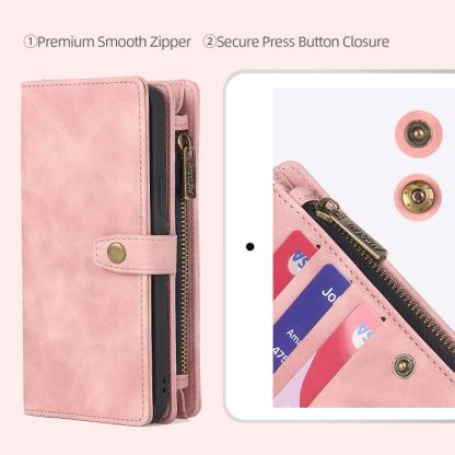 For iPhone 14 Zipper Wallet Detachable MagSafe Leather Phone Case(Pink) - Image 2