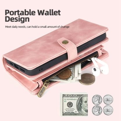 For iPhone 14 Zipper Wallet Detachable MagSafe Leather Phone Case(Pink) - Image 3