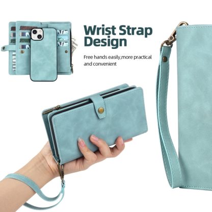 For iPhone 13 Zipper Wallet Detachable MagSafe Leather Phone Case(Blue) - Image 4