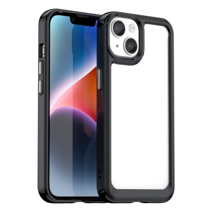 For iPhone 15 Colorful Series Acrylic + TPU Phone Case(Black)