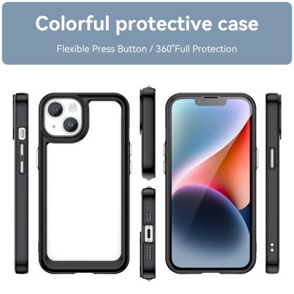 For iPhone 15 Colorful Series Acrylic + TPU Phone Case(Black) - Image 2