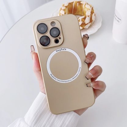 For iPhone 14 Pro Magsafe Magnetic PC Shockproof Phone Case With Camera Lens(Gold)