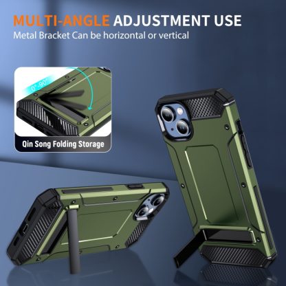 For iPhone 13 Pro Matte Holder Phone Case(Army Green) - Image 3