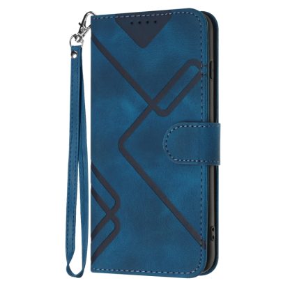 For iPhone 14 Pro Max Line Pattern Skin Feel Leather Phone Case(Royal Blue) - Image 2