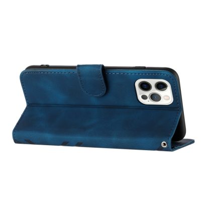 For iPhone 14 Pro Max Line Pattern Skin Feel Leather Phone Case(Royal Blue) - Image 3