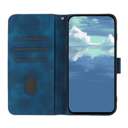 For iPhone 14 Pro Max Line Pattern Skin Feel Leather Phone Case(Royal Blue) - Image 4