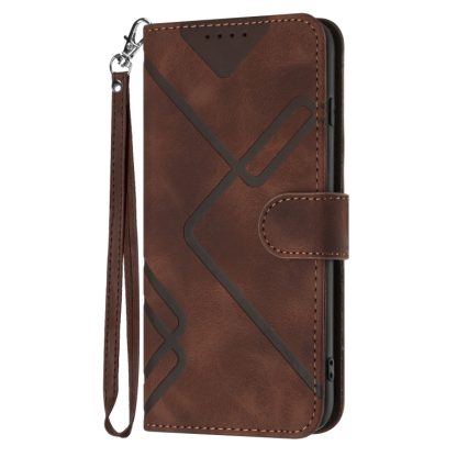 For iPhone 13 Pro Line Pattern Skin Feel Leather Phone Case(Coffee) - Image 2