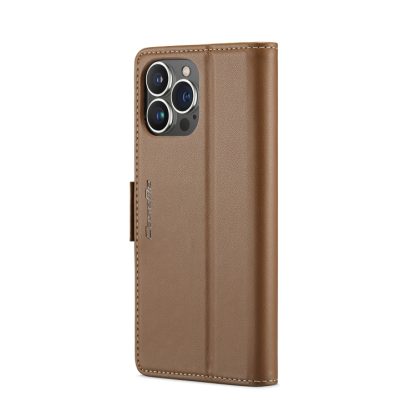 For iPhone 13 Pro Max CaseMe 023 Butterfly Buckle Litchi Texture RFID Anti-theft Leather Phone Case(Brown) - Image 3