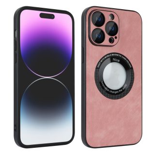 For iPhone 14 Pro Skin Feel Leather MagSafe Magnetic Phone Case(Pink)