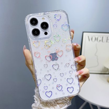 For iPhone 14 Pro Max Little Star Series Glitter Powder TPU Phone Case(Little Love Heart)