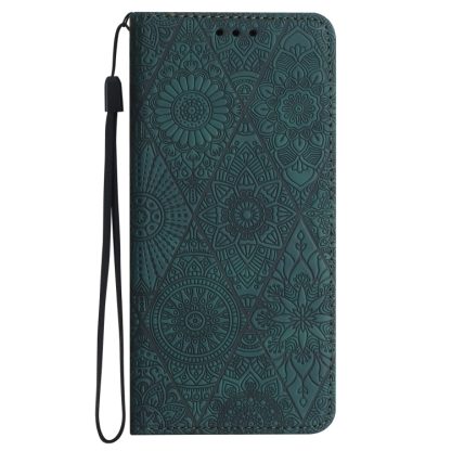 For iPhone 14 Pro Ethnic Embossed Adsorption Leather Phone Case(Blue) - Image 2