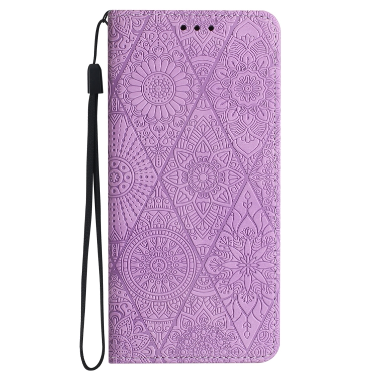 For iPhone 14 Pro Max Ethnic Embossed Adsorption Leather Phone Case(Purple) - Image 2