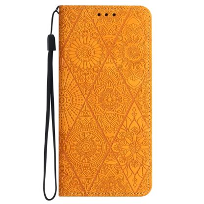 For iPhone 13 Pro Max Ethnic Embossed Adsorption Leather Phone Case(Yellow) - Image 2