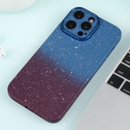 For iPhone 13 Pro Gradient Starry Silicone Phone Case with Lens Film(Blue Red) - Image 2