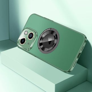 For iPhone 14 Plus CD Texture MagSafe Magnetic Phone Case(Dark Green)