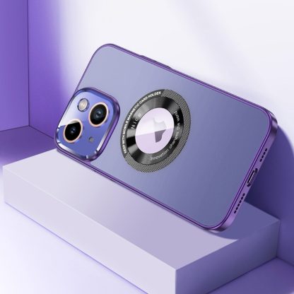 For iPhone 14 CD Texture MagSafe Magnetic Phone Case(Dark Purple)