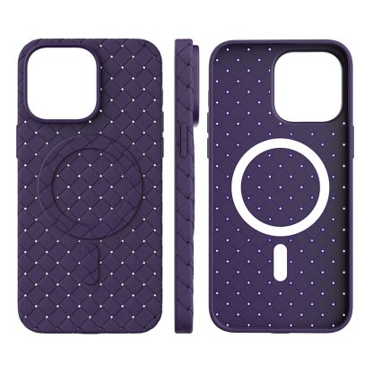 For iPhone 14 Woven Pattern MagSafe Magnetic Cooling Phone Case(Purple) - Image 3