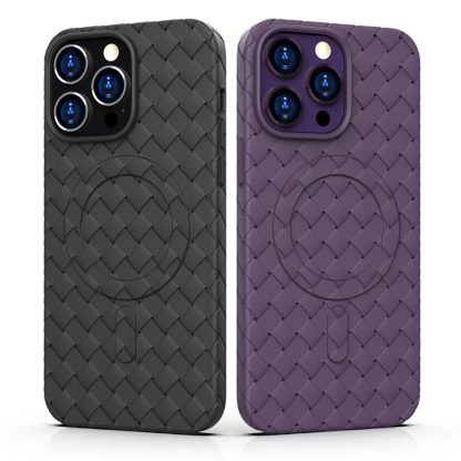 For iPhone 14 Woven Pattern MagSafe Magnetic Cooling Phone Case(Purple) - Image 4