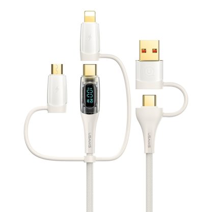 USAMS US-SJ616 PD 100W 6 in 1 Fast Charge Data Cable, Length: 1.2m(Beige)