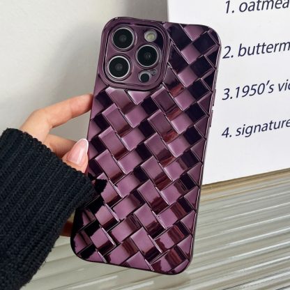 For iPhone 13 Pro Retro Weave Texture Electroplating Phone Case(Purple)