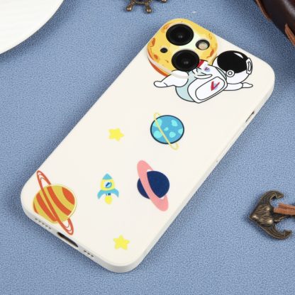 For iPhone 14 Hug Moon Astronaut Pattern TPU Phone Case(White) - Image 2