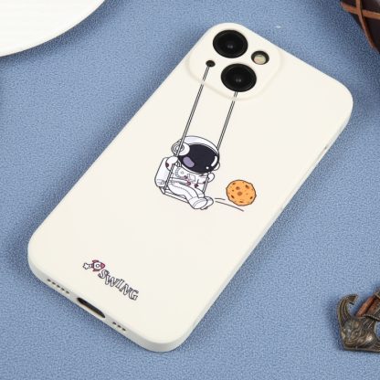 For iPhone 14 Plus Astronaut Swinging Pattern TPU Phone Case(White) - Image 2