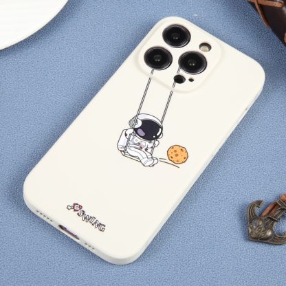 For iPhone 13 Pro Max Astronaut Swinging Pattern TPU Phone Case(White) - Image 2