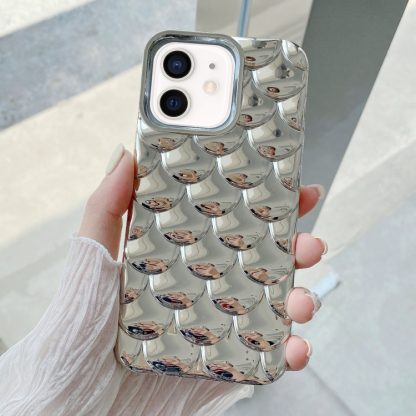 For iPhone 12 3D Scale Style TPU Phone Case(Silver)