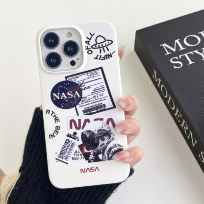 For iPhone 13 Pro Max Astronaut Pattern Glossy PC Phone Case(White) - Image 2