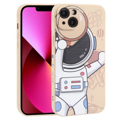 For iPhone 13 Spaceman Binoculars Phone Case(Beige)