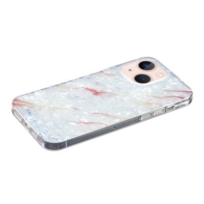 For iPhone 14 Plus IMD Shell Pattern TPU Phone Case(White Marble) - Image 3