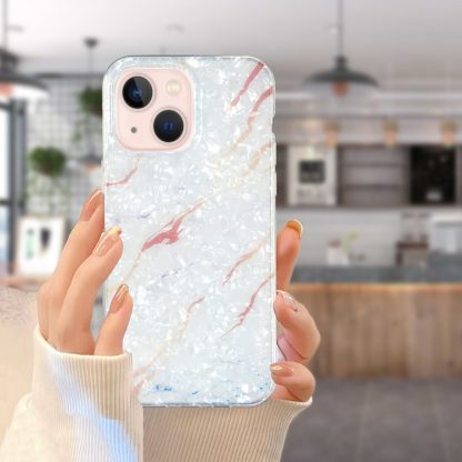 For iPhone 14 Plus IMD Shell Pattern TPU Phone Case(White Marble) - Image 4