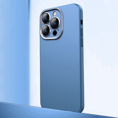 For iPhone 13 Pro Frosted Metal Material Phone Case with Lens Protection(Blue)