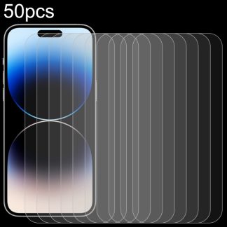 For iPhone 15 Plus / 15 Pro Max 50pcs 0.26mm 9H 2.5D High Aluminum Tempered Glass Film