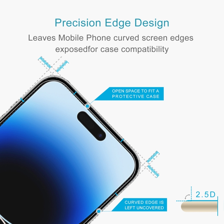 For iPhone 15 Plus / 15 Pro Max 50pcs 0.26mm 9H 2.5D High Aluminum Tempered Glass Film - Image 3