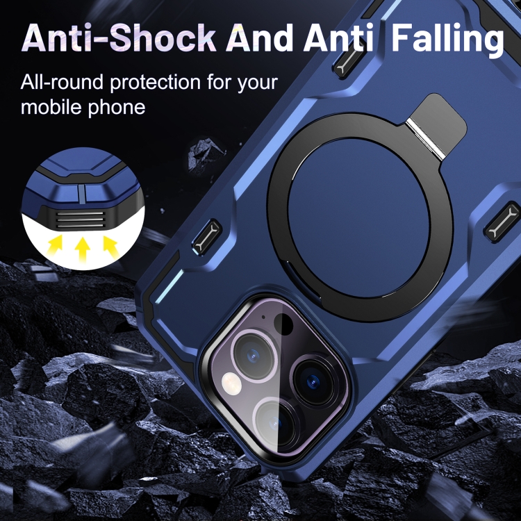 For iPhone 14 / 13 Patronus MagSafe Magnetic Holder Phone Case(Navy Blue) - Image 2