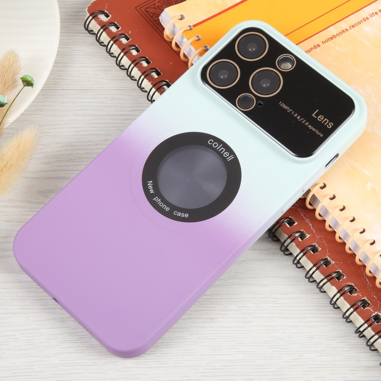 For iPhone 14 Plus Gradient Silicone Shockproof Magsafe Phone Case with Lens Film(White Purple) - Image 2