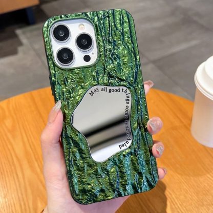 For iPhone 13 Pro Embossed Rock Texture Mirror TPU Phone Case(Green)